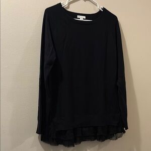 Garnet Hill Black Women's tunic sweater - large - 100% cashmere